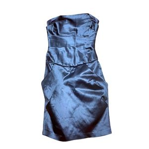 Julie Haus Beautiful Blue Strapless Pocketed Cocktail Dress